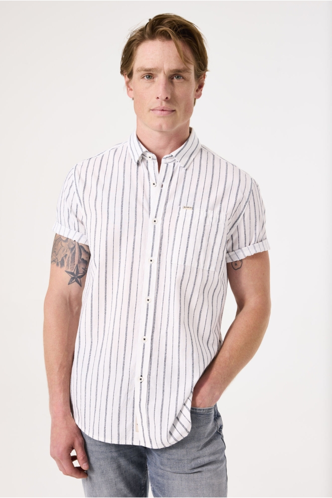 GESTREEPT OVERHEMD D51092 50 WHITE